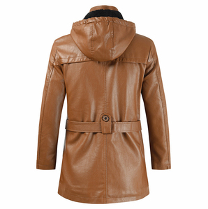 Chaqueta de cuero de longitud media para hombre, chaqueta cortavientos de cuero PU de talla grande para jóvenes, 2025 OEM ODM - Product Image 5