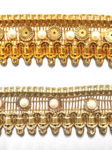 Fil métallique en dentelle Zari emballé en bobine, dentelle à broder avec couleur personnalisée et taille de 15 mm pour vêtements, chaussures et sacs - Product Image 2