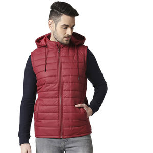 Men's Winter Outerwear Windproof Puffer <b>Vest</b> Logo Printing Stand Collar Zipper Closure Quilted Nylon Sleeveless Jackets Pocket - Product Image 3