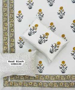 Juego de sábanas de algodón indio con estampado de bloque de mano Floral tradicional, colcha decorativa multicolor para el hogar para juego de cama de hotel - Product Image 3