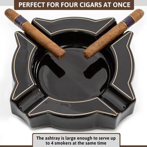 Cendrier à cigares en céramique haut de gamme avec rainures profondes, accessoire de fumeur élégant - Product Image 4