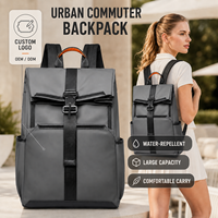 Mochilas de Negocios Impermeables de 15.6 Pulgadas con Asa Enrollable Antirrobo y Diseño en Contraste, OEM ODM, Gran Capacidad, para Viajes y Uso Casual