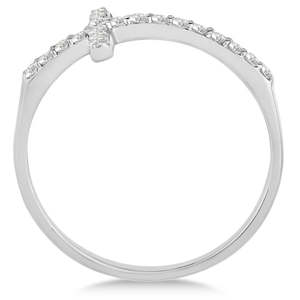 Anillo Moderno de Oro Blanco de 14k con Cruz de Diamantes Laterales (0.20ct), Joyería Elegante - Product Image 2
