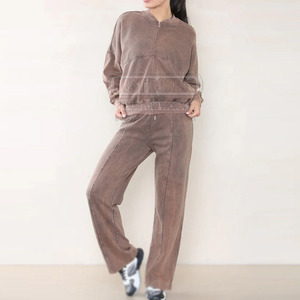 Offre Spéciale survêtements lavés à l'acide pour femmes en polaire personnalisée nouveauté vêtements de sport en coton survêtements lavés à l'acide - Product Image 3