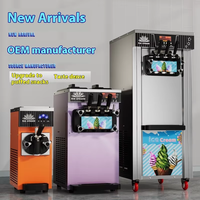 Meilleure vente mondiale machine à crème glacée de bureau machine à crème glacée molle commerciale à faible puissance petite machine à crème glacée trois couleurs