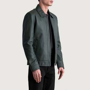 Autumn Collection Genuine <b>Sheepskin</b> <b>Jacket</b> Inferno Green XS Reversible Hooded Zippered Closure Waterproof Patchwork Design - Product Image 2