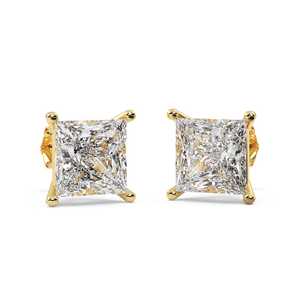 Boucles d'oreilles en or jaune 14 carats avec diamants princesse 0,33 ct H-I SI2-SI3 - Product Image 3