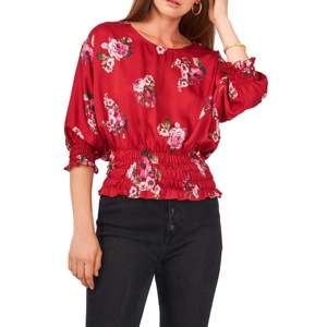 Vince Camuto Top da Donna Casual Elegante al Ginocchio con Vita Arricciata Floreale in Chiffon Elastico Taglia Media per la Chiesa - Product Image 4