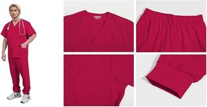 Trendy Slim Fit Men Scrub Set con tela transpirable y resistente a las arrugas para el uso médico diario - Product Image 2