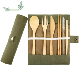 Juego de cubiertos de bambú reutilizable 100% con logotipo/juego de cubiertos de bambú de viaje de Eco2go - Product Image 1
