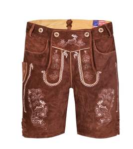 Nouveau short Lederhosen en cuir bavarois marron pour homme Broderie Oktoberfest Taille moyenne Toutes tailles Épaisseur légère - Product Image 4