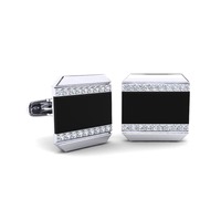 Bijoux élégants Cadeau pour les garçons d'honneur Boutons de manchette en argent 925 Choisissez onyx ou zircone Boutons de manchette en pierre noire et transparente pour les tenues formelles