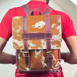 Nouveau sac à dos en cuir pleine fleur marron de Style Vintage de haute qualité sac à dos pour ordinateur portable en cuir de vachette pour hommes fermeture à glissière voyage - Product Image 1