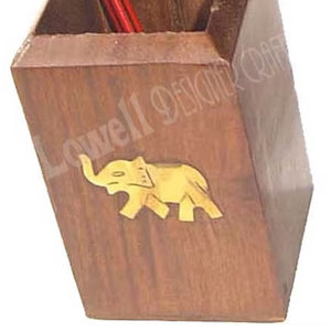 Square Wooden Pen Holder Handcrafted Natural Wood <b>Desk</b> Organizer for Pens Pencils and Office Supplies Minimalist Rustic Wood - Product Image 1