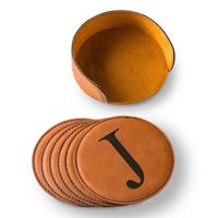 Nouvel ensemble de sous-verres vintage en cuir PU écologique, lot de 6, prix de gros, élégant, antidérapant, imperméable et durable pour boissons et café