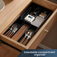 Tiroir à couverts extensible en plastique ABS, organisateur de tiroir de cuisine, plateau de rangement réglable pour couverts, organisateur d'ustensiles