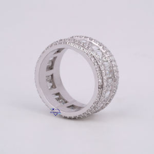 Mujeres 14kt oro blanco laboratorio cultivado diamante banda joyería VVS claridad canal conjunto Hip Hop colección boda cualquier venta al por mayor - Product Image 6