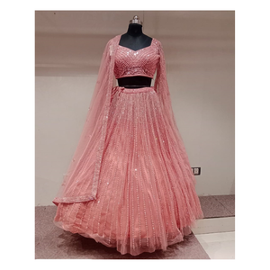 Elegante vestido de Georgette bordado pesado para mujer, perfecto para fiestas tradicionales, recepciones y celebraciones festivas - Product Image 5