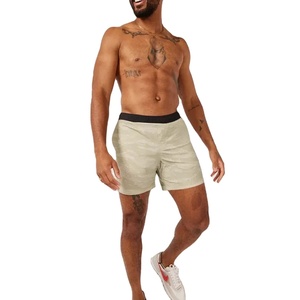Nouveauté 2026 Short de running pour homme, taille haute, grande taille, effet froncé aux fesses, 2-en-1, avec empiècements en maille de 4 pouces, pour la plage - Product Image 1