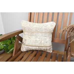 Luxe 14x14 pouces Beige laine Kantha Patchwork oreiller Design rustique Vintage moelleux brodé motifs imprimés tissés pour la literie - Product Image 1