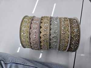 Dentelle brodée en tulle filet indien, or, argent, cuivre, métallique, polyester, rayonne, à sequins, lavable, écologique, pour vêtements et chaussures - Product Image 5