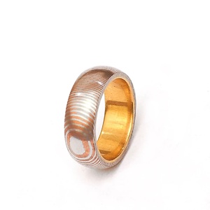 Custom handmade Mokume Gane <b>ring</b> <b>brass</b> inlay for men & women - Product Image 2