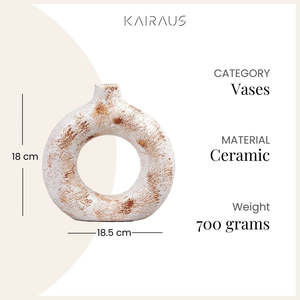 Jarrón de Cerámica Artesanal Marrón, Moderno y Minimalista, en Forma de Donut, para Decoración de Mesa, Arreglos Florales, Estilo Simple y Lujoso para el Hogar - Product Image 3