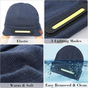 Bonnet unisexe personnalisé avec logo brodé 3D, rechargeable par USB, 4 LED, respirant, imperméable, 100% coton, style streetwear - Product Image 3