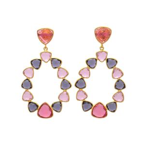 Superbes boucles d'oreilles dotées d'une paire de pierres multicolores qui ajouteront une touche vibrante à toutes les tenues - Product Image 1