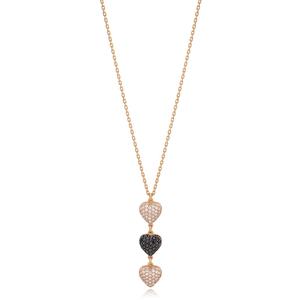 Trendy Multi Layered Necklace Heart Shape Zircon Stone Venta al por mayor 925 Sterling Silver Jewelry - Product Image 6