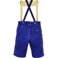 Expédition immédiate : Short en cuir traditionnel bavarois Myooka pour homme, bleu, avec broderie en laine et fermeture boutonnée