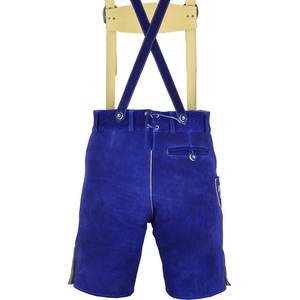 Listo para Enviar: Pantalones Cortos de Cuero Tradicionales Bávaros para Hombre, Color Azul, con Bordado y Tirantes, Tallas 46–60 - Product Image 5