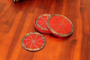 Handmade Beaded <b>Coasters</b>-Classic <b>Drink</b> <b>Coasters</b> with Polyester Backing (4x4 Inch) for Church and Religious Gifts - Product Image 2