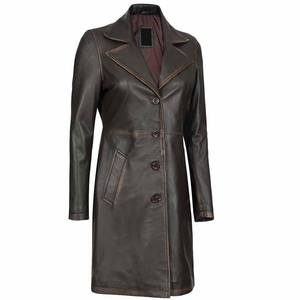 Manteau en cuir pour femmes, vêtements de bureau formels de conception classique, manteaux en cuir respirants vintage personnalisés pour femmes - Product Image 2