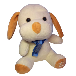 Peluche chiot super douce de 18 cm pour enfants, motif chien avec écharpe, en tissu polyester, faible MOQ, emballage en boîte - Product Image 1