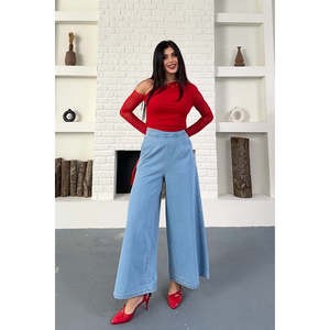 Jeans à jambes larges avec dos élastiqué 7120 - Denim bleu clair - Product Image 1
