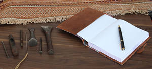Journal en cuir rechargeable 100% authentique personnalisable, nouveau design imprimé Kelim A5, papier ligné fait à la main, 100 feuilles, agenda de bureau, cadeau - Product Image 4