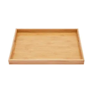Handmade Rectangular Wood <b>Serving</b> <b>Tray</b> <b>with</b> <b>Handles</b> Farmhouse Decorative Wooden Platter for Home or Restaurant - Product Image 3