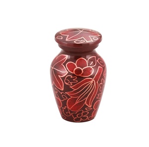 Traditional <b>Keepsake</b> Urn With Full Body Red Color Flower Printed <b>for</b> Human <b>Ashes</b> From Manufacturers - Product Image 1