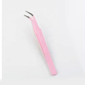 Juego de Pinzas Profesionales de Acero Inoxidable Rosa y Plateado con Punta Puntiaguda para Extensión de Pestañas de Volumen - Product Image 1