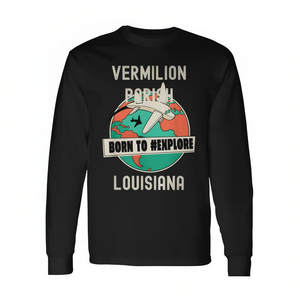 Camiseta de manga larga para amantes de los viajes, Vermilion Parish Louisiana Born To Explore - Product Image 2
