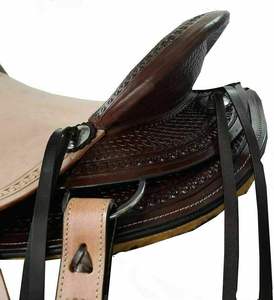 อานม้าโชว์แบบตะวันตกแกะสลักด้วยมือหนังสังเคราะห์พร้อมอุปกรณ์ชุบโครเมี่ยมผลิตภัณฑ์สำหรับขี่ม้าขี่ม้า - Product Image 2