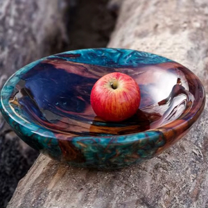 DECOR HANDMADE NATURAL WOODEN AND RESIN SALAD BOWL Good Quality for <b>Home</b> and Restaurant Use for Parties - Product Image 1