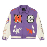 Veste universitaire matelassée pour femmes en gros, design court, logo personnalisé, broderie de lettres, doublure 100% laine, coton écologique