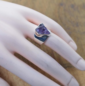 Anillo de piedras preciosas naturales de Plata de Ley 925 amatista en bruto hecho a mano joyería elegante regalo de aniversario - Product Image 4