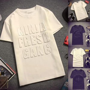 เสื้อยืดผู้ชายแบบสวมหัวผ้า100% เนื้อละเอียดลายตัวอักษรสามมิติแฟชั่นตาม3D ตามสั่งไม่เป็นขนแห้งเร็ว - Product Image 4