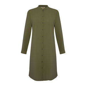 Túnica Básica Haki - Blusa Transpirable de Viscosa con Cuello Mao, Prenda Moderna para el Día a Día - Product Image 1