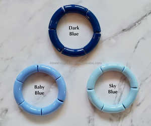 Brazalete de pulsera de resina multicolor elástico de moda superior Brazaletes de pulsera de resina de cuentas de tubo de moda para uso en fiestas - Product Image 3