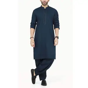Última colección de diseñador Shalwar Kameez Trendy Kurta con Shalwar Set en tela cómoda Caballeros Shalwar Kameez Suit