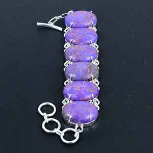 Pulsera de piedras preciosas turquesa púrpura, joyería de plata de ley 925, regalo hecho a mano, joyería única, pulseras de joyería de uso diario - Product Image 1